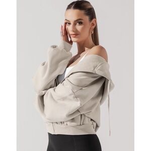 Popflex Full Zip Cloud Cropped Hoodie Women S/M Minimalist Loungewear Oversized